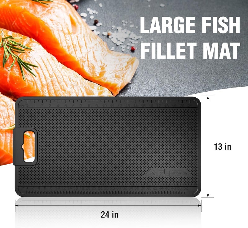 FLISSA Nonslip Fish Fillet Mat with Measuring Scale, 24"*13", Durable & Portable Fish Cleaning Mat for Easy Filleting, Large Fish Mat for Fish Cleaning and Cutting Board - Image 2